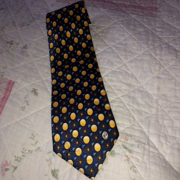 Versace Gold and Blue Silk Accessory Tie - Picture 2 of 9